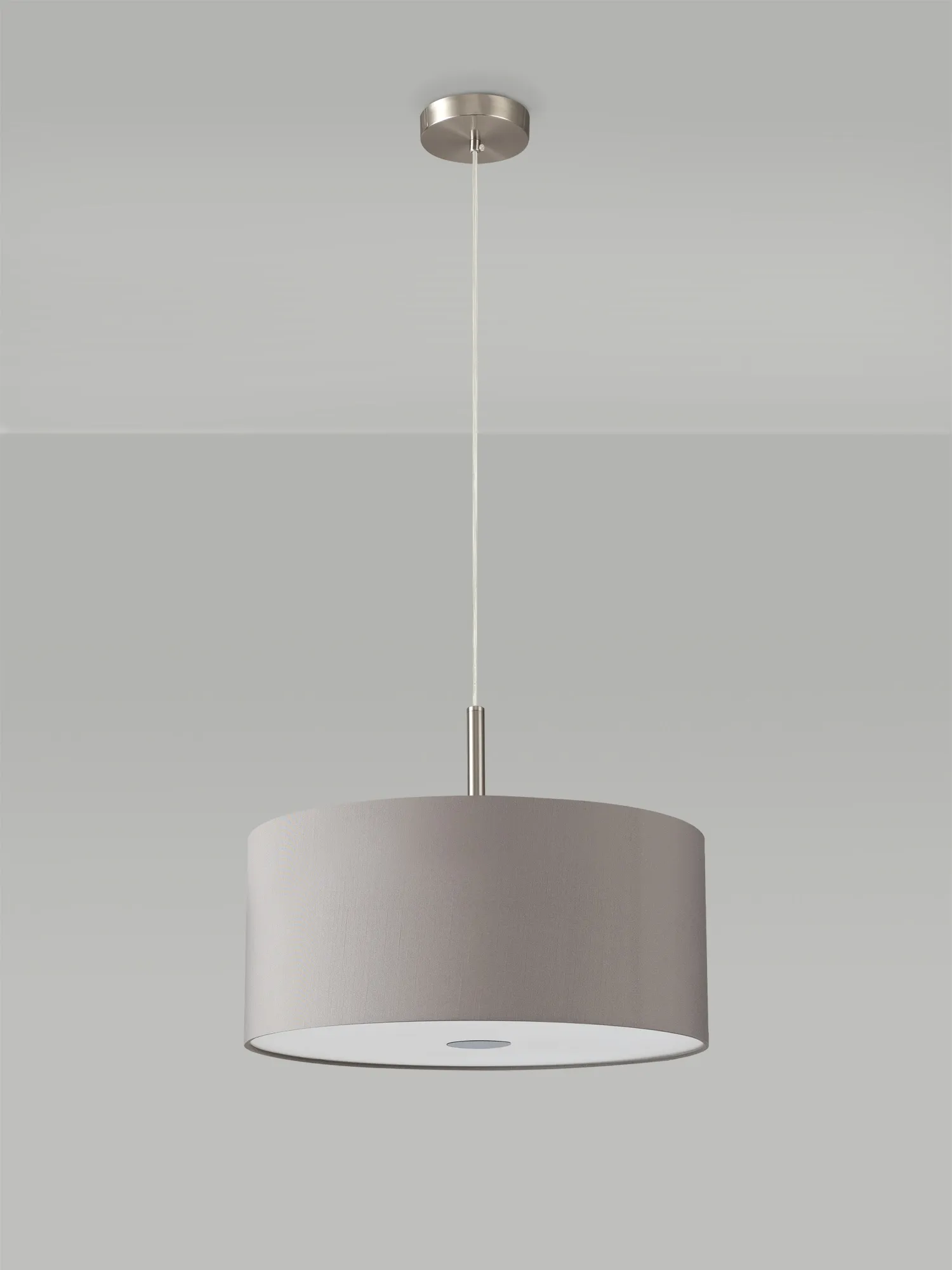 Baymont 40cm 3 Light Pendant Satin Nickel, Grey, Frosted Diffuser DK0440  Deco Baymont SN GR